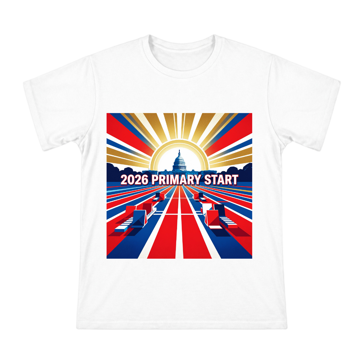 2026 Primary Campaign Retro Poster Men's Short Sleeve T-Shirt front [ai-pod:ecc171d93e8e12bf90b0ad0e5f374f93]