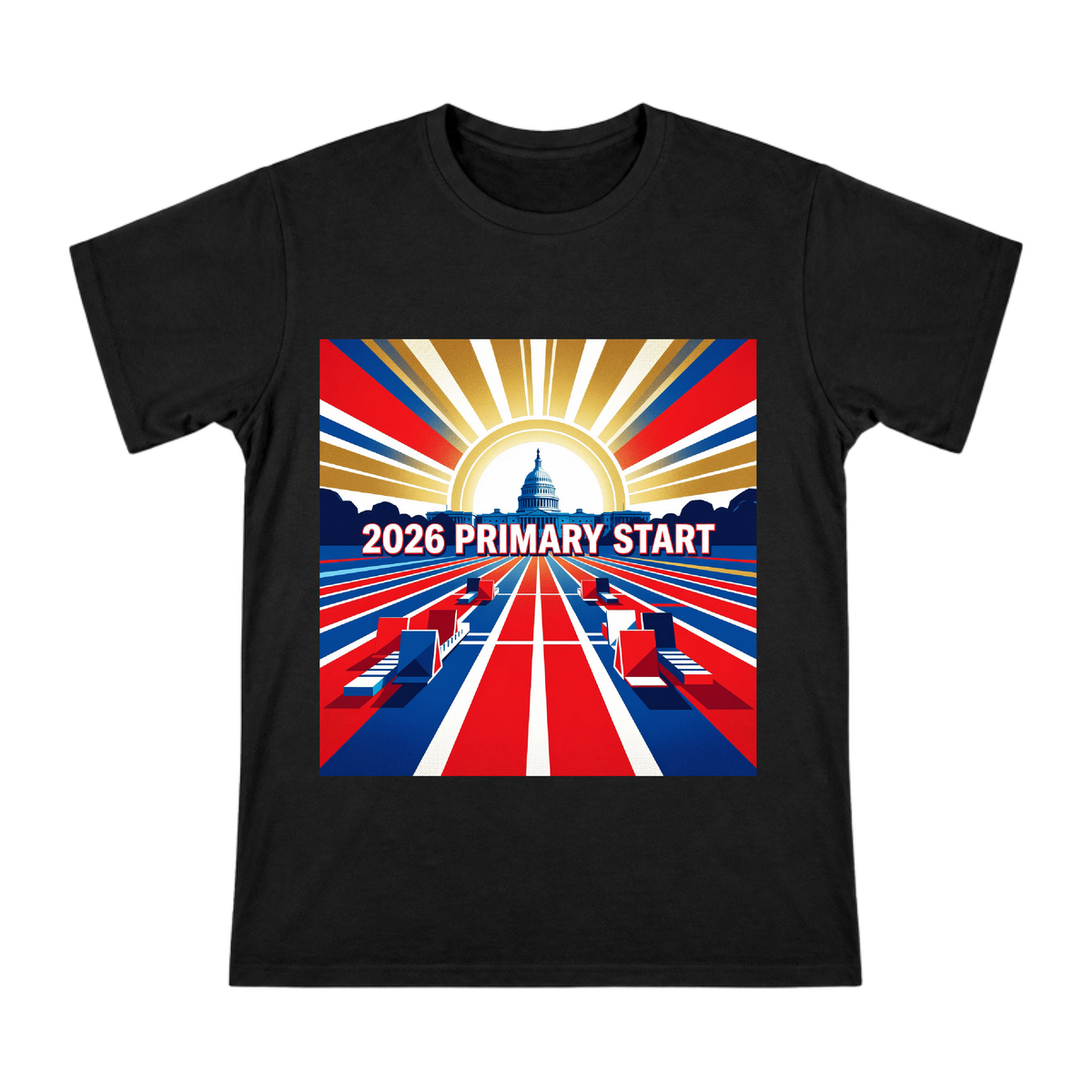 2026 Primary Campaign Retro Poster Men's Short Sleeve T-Shirt front [ai-pod:8aa1cd0cc55d59439311a3077e859088]