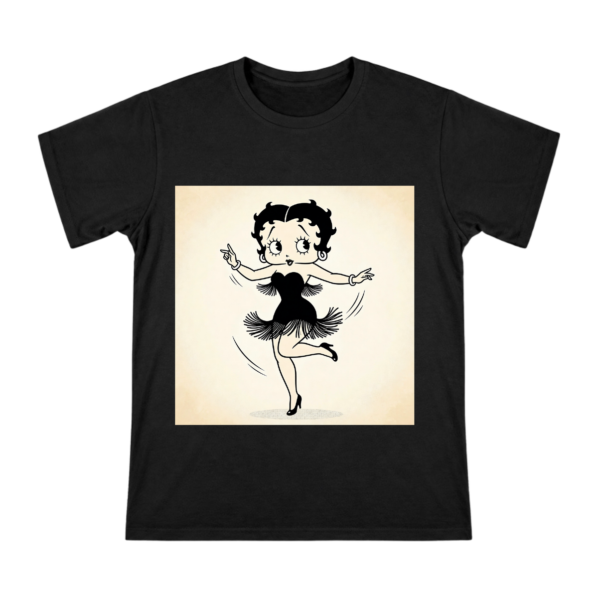 Retro Jazz Dancer Cartoon Girl Print Men's Cotton T-Shirt front [ai-pod:feb66863c3f0160ff6c2301284b38129]