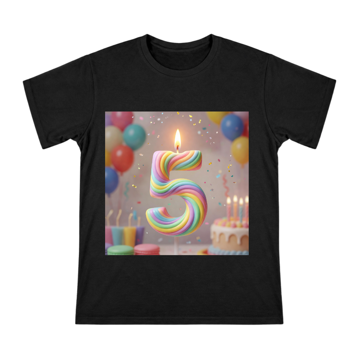 Rainbow Spiral Number 5 Birthday Candle Men's Short Sleeve T-Shirt front [ai-pod:c0644eaa1bffe981d32fcd55bb4f7e7f]
