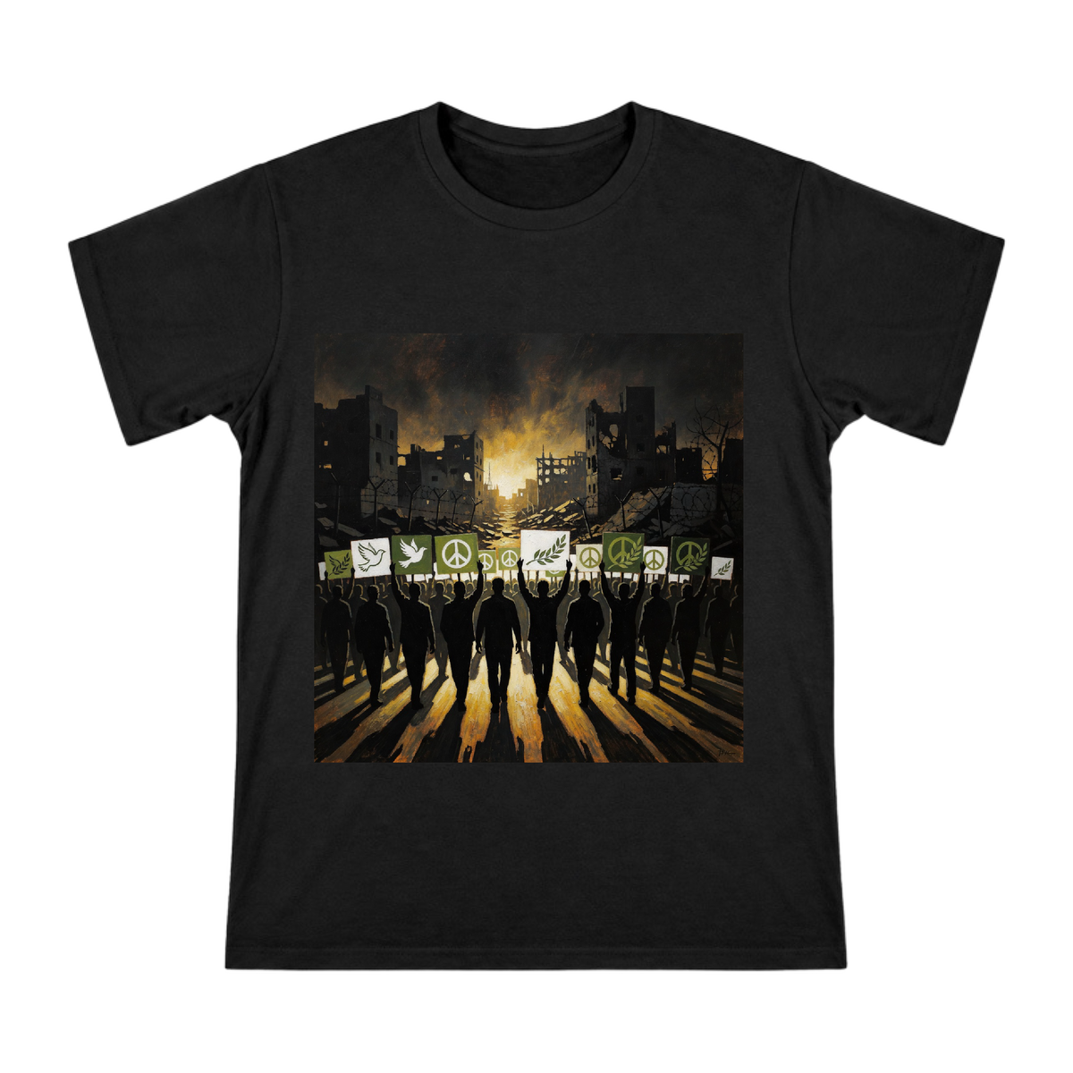 Unity Protester Silhouette Men's Custom Cotton T-Shirt front [ai-pod:458ce08e2e78f98137f6c53389ffab73]