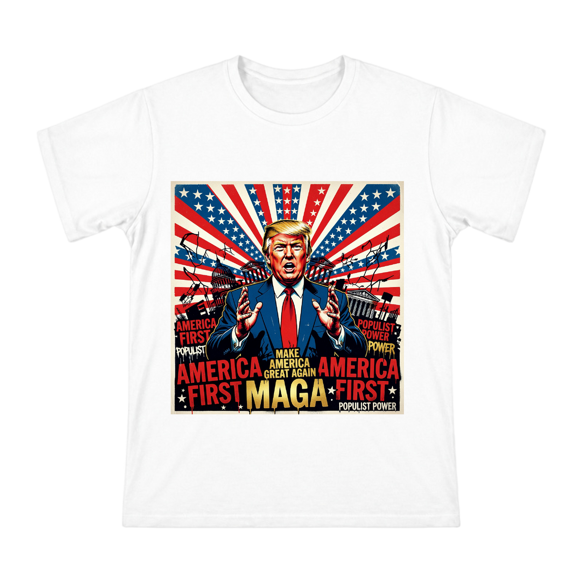 American Retro Pop Art MAGA Political Statement Men's Custom T-Shirt front [ai-pod:24a1de736240de639df6c2616b2ffc9c]