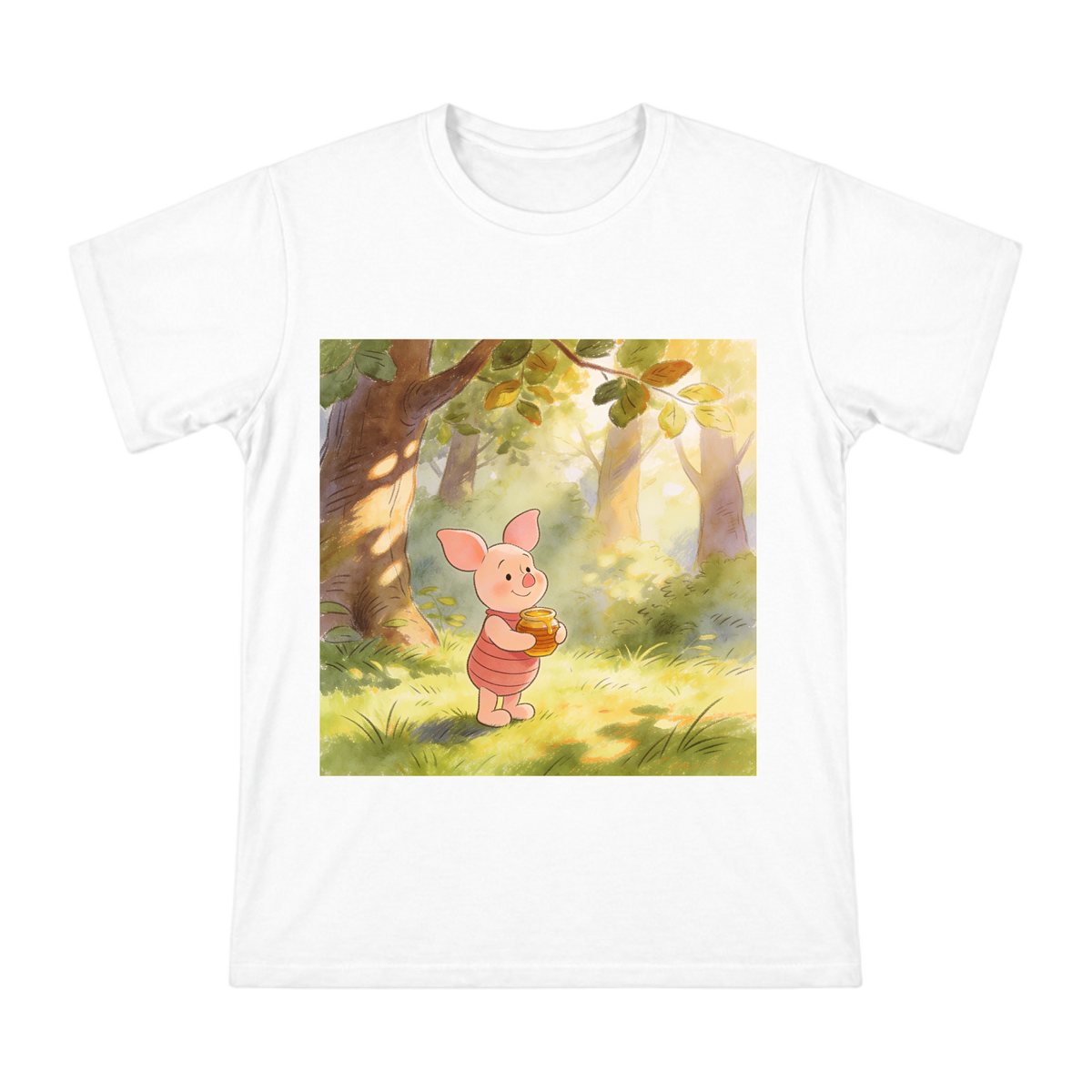 Pink Piglet with Honey Pot Watercolor Illustration Men's Short Sleeve T-Shirt front [ai-pod:91adf65e8d3b2b234c9429b3c6e95183]