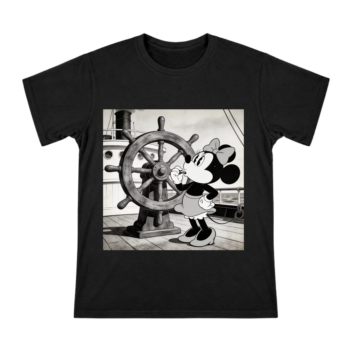 1928 Vintage Minnie Mouse Steamboat Whistle Men's Cotton T-Shirt front [ai-pod:8dc410ff6fa6973e63ca22bf9bad17c3]