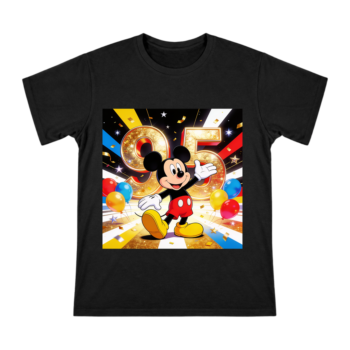 Classic Mickey Mouse Waving Cartoon Print Men's Short Sleeve T-Shirt front [ai-pod:972dd3f2f89bba564f8f10a5bb8b628f]