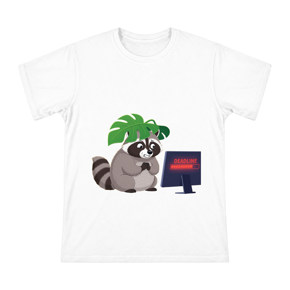 Raccoon Disguised as Monstera Plant Custom Men's T-Shirt front [ai-pod:b23ec1fd48dc1d21bb9d847585e217a2]