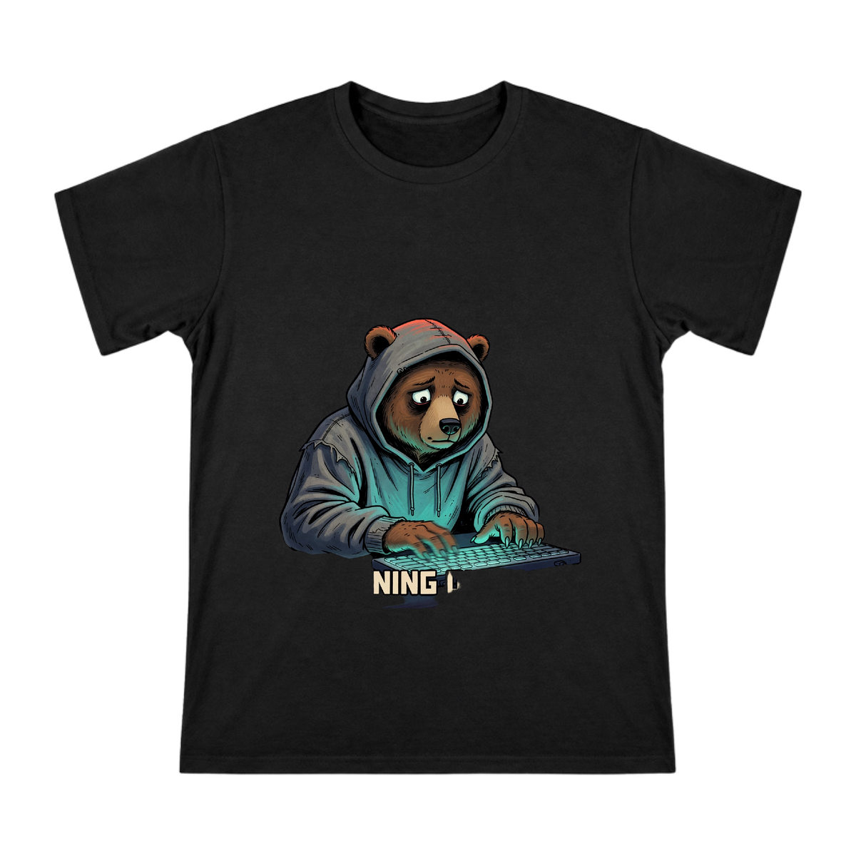 Exhausted Programmer Bear Graphic Men's Cotton T-Shirt front [ai-pod:d29170a5f7d7379c82ab3e91e1806405]