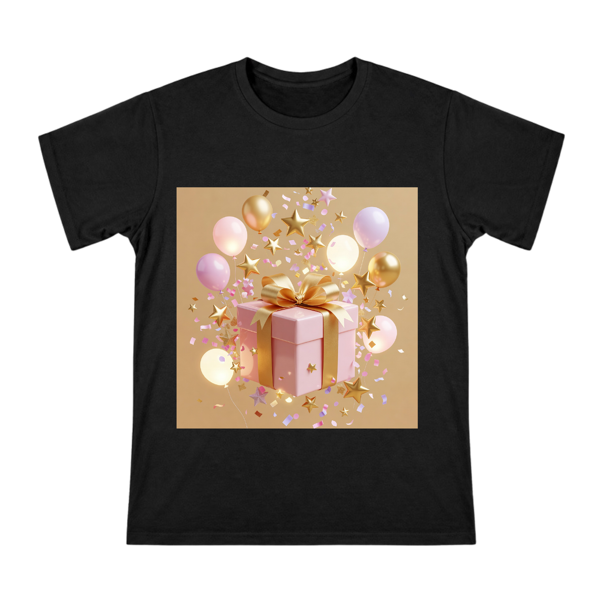 Pink Gift and Golden Stars Celebration Men's Short Sleeve T-Shirt front [ai-pod:0b64282da05524c68d5940672714aa27]