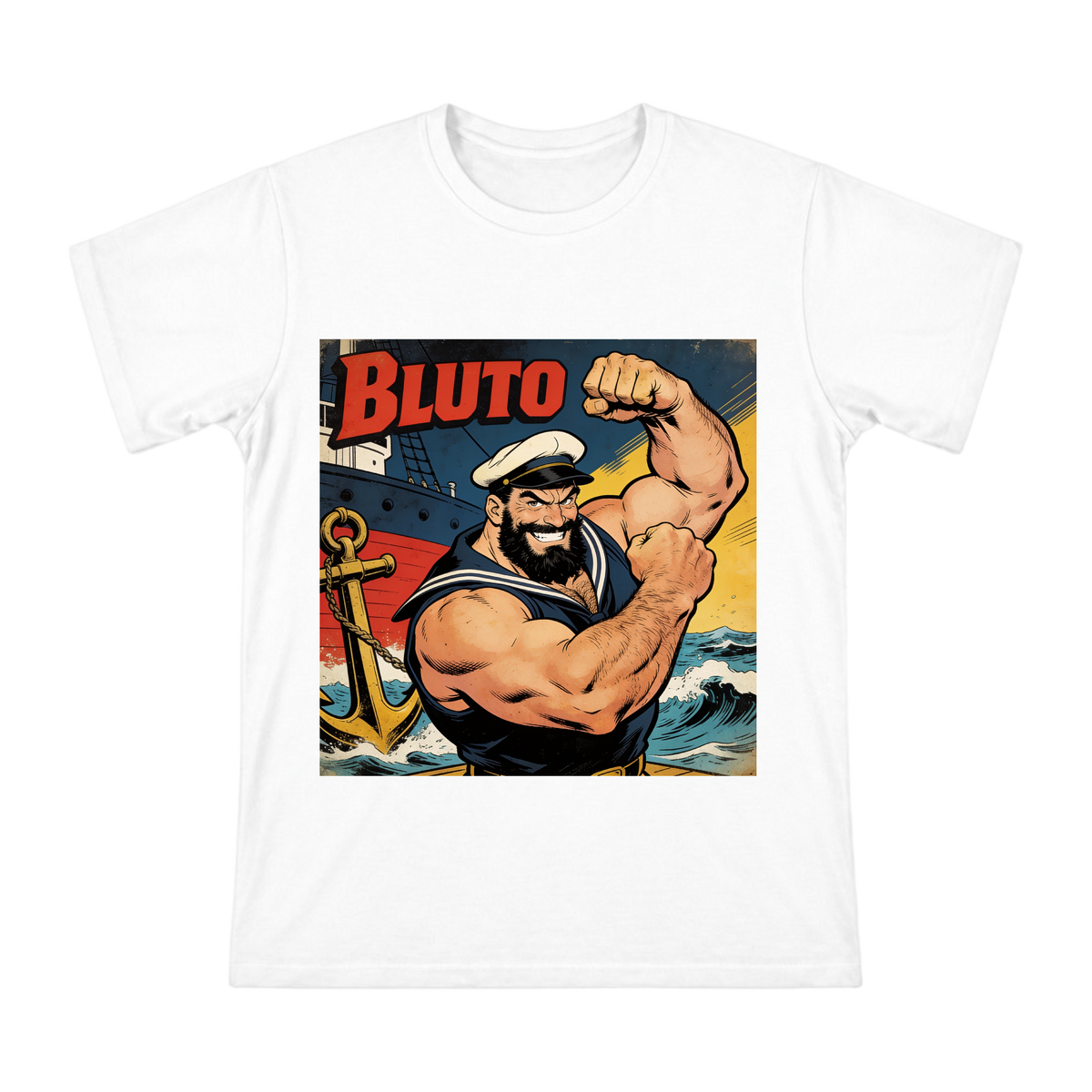 Vintage Bluto Sailor Comic Art Men's Cotton T-Shirt front [ai-pod:9b4991c9a1adf116c36e12f8427fb821]