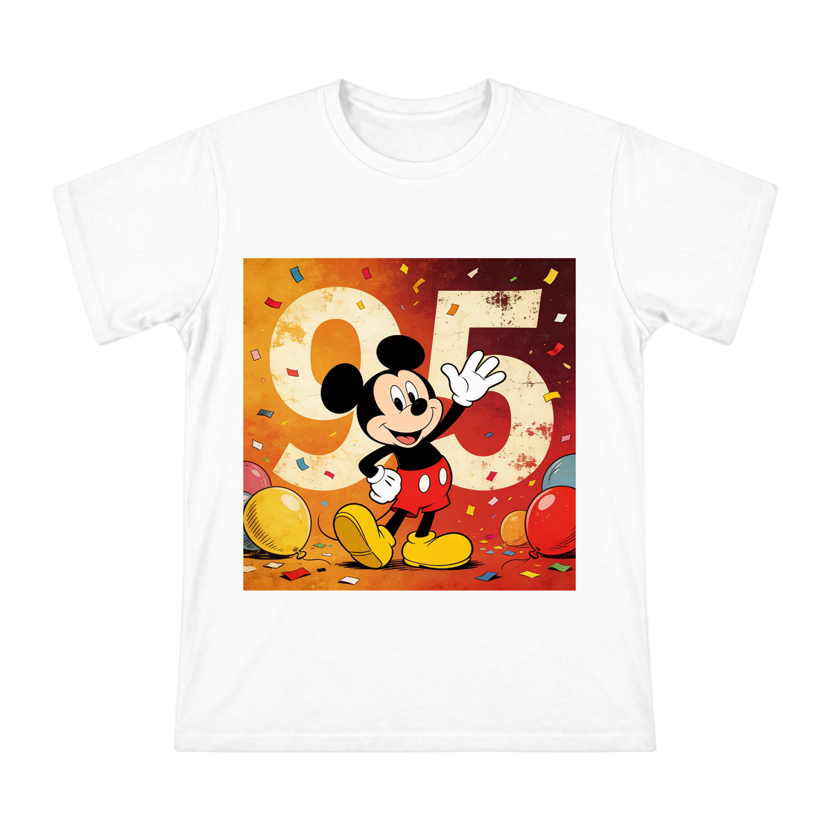 Mickey Mouse 95th Anniversary Retro Celebration Men's Custom Print T-Shirt front [ai-pod:586eb4b46604d8df3b4e0fa3862575bb]