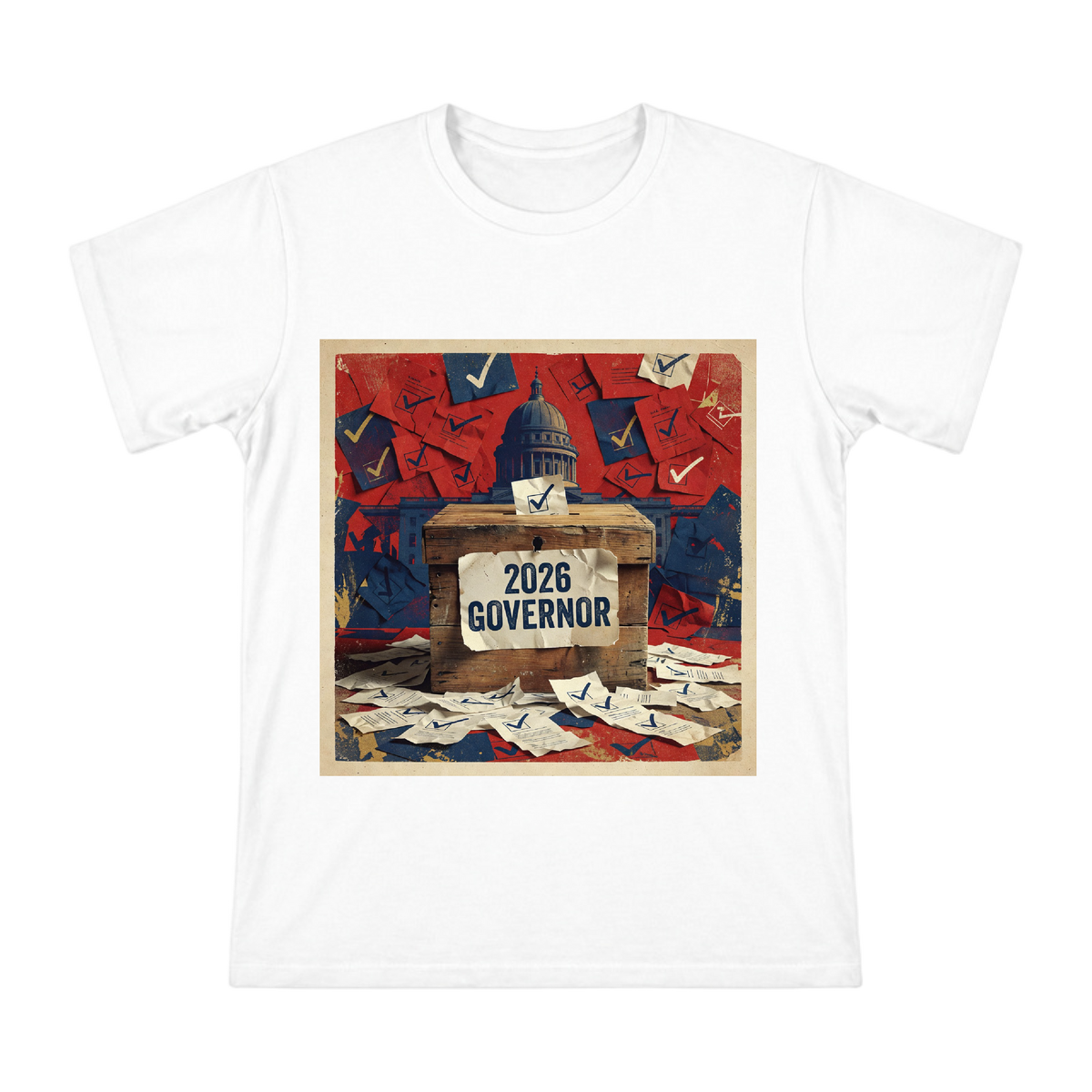2026 Governor Vintage Ballot Box Men's Short Sleeve T-Shirt front [ai-pod:553b5ed4665dc635834e6d4498c705ec]
