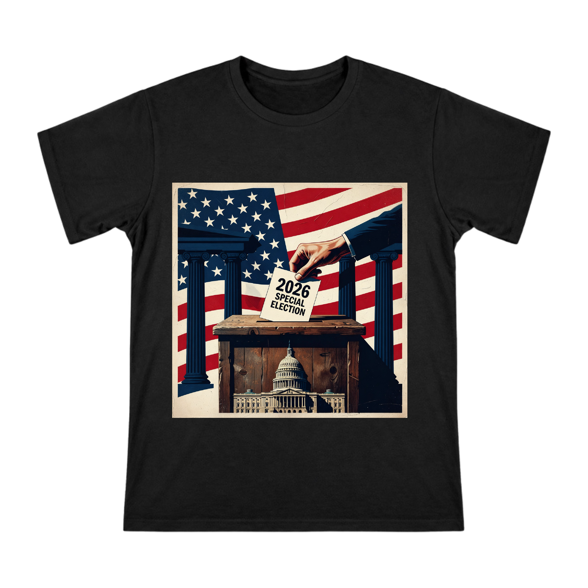 2026 Special Election Voting Moment Retro Illustration Men's Short Sleeve T-Shirt front [ai-pod:edff7dbbd98c63d0994e11c431ed10cd]