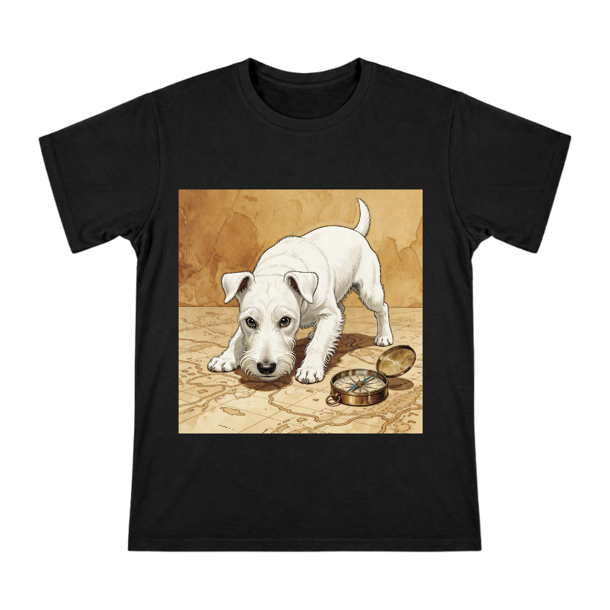 Wire Fox Terrier Vintage Adventure Art Men's Cotton T-Shirt front [ai-pod:e6895e326b959b51d99eae47553c1d14]