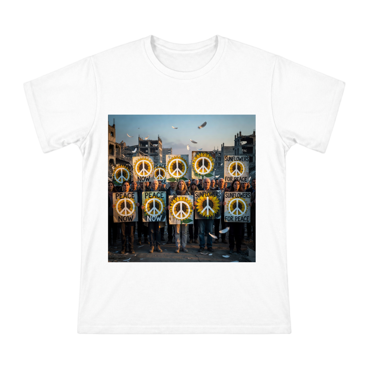 Sunflower and Peace Symbol Vintage Protest Sign Art Men's Short Sleeve T-Shirt front [ai-pod:3e4f1b28edf3741422a26d2e53e656fb]