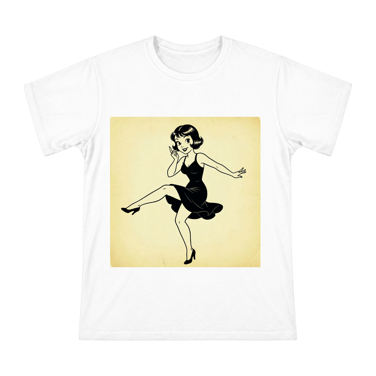 Retro Jazz Dance Silhouette: Vintage Bobbed-Hair Girl T-Shirt front [ai-pod:c20c083d3b113589d5a1566ff4ef2e8d]