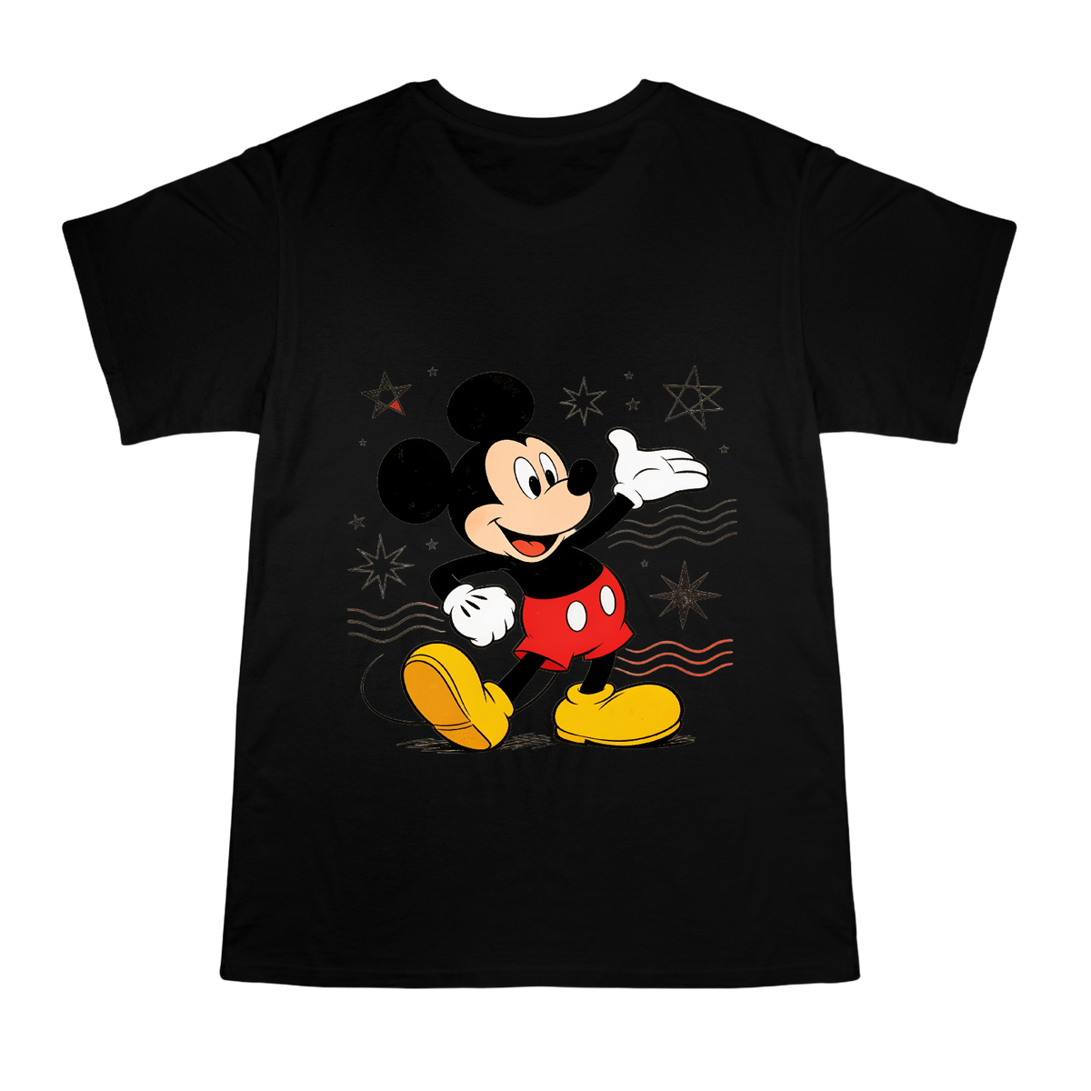 Retro Hand-Drawn Mickey Mouse Walking Men's Cotton T-Shirt front [ai-pod:68deb91b53c0e547defda5721f86b6e8]