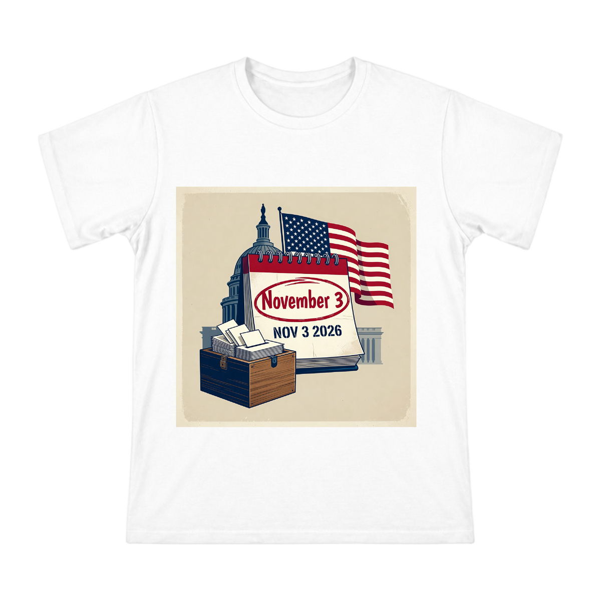 2026 US Midterm Election Retro Calendar Men's Cotton T-Shirt front [ai-pod:21dcbc217e7f2eafc1965033051f023b]