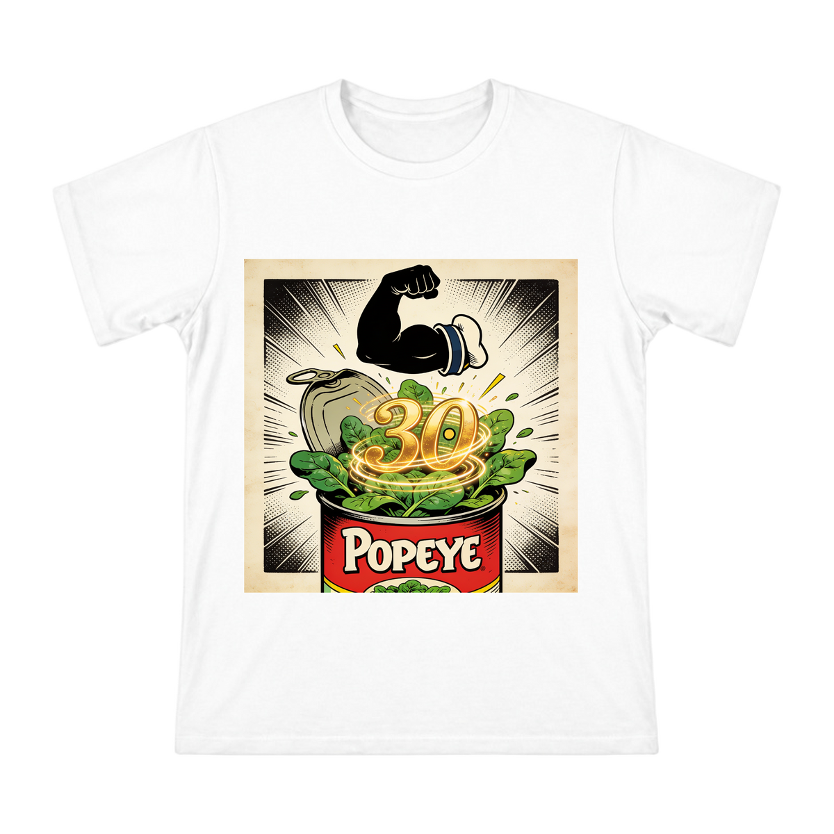 Vintage Comic Spinach Can and Golden 30th Anniversary Men's Short Sleeve T-Shirt front [ai-pod:1b50a3066a4faf5a27801bfa5bbbff90]