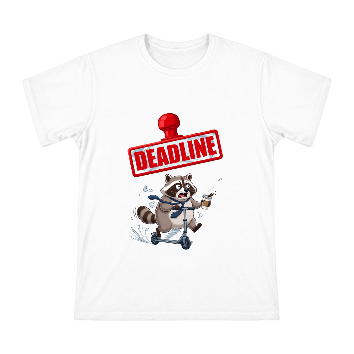 Panicked Raccoon Chasing Deadline Men's Custom Short Sleeve T-Shirt front [ai-pod:4c44fd210653ae5467b97c327c8f37d9]
