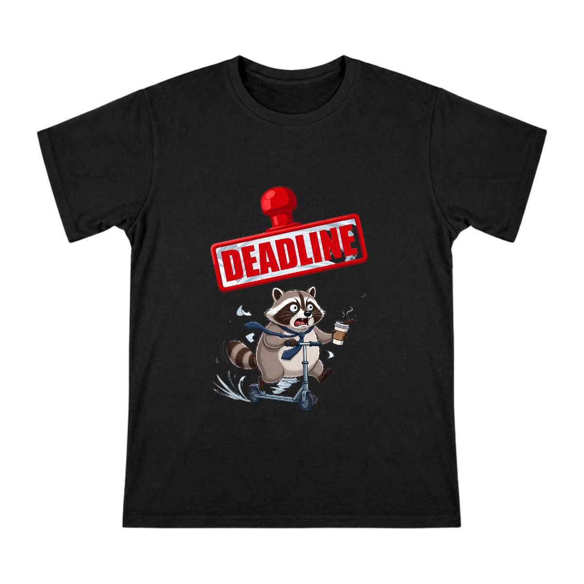 Panicked Raccoon Chasing Deadline Men's Custom Short Sleeve T-Shirt front [ai-pod:75b561d9a785a3eb456d80bd8e5c69e9]