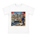 Tintin and Zhang Chongren Walking on the Old Shanghai Bund Men's Cotton T-Shirt front [ai-pod:035e80c998adc7a913ddec7fa6bb08e3]