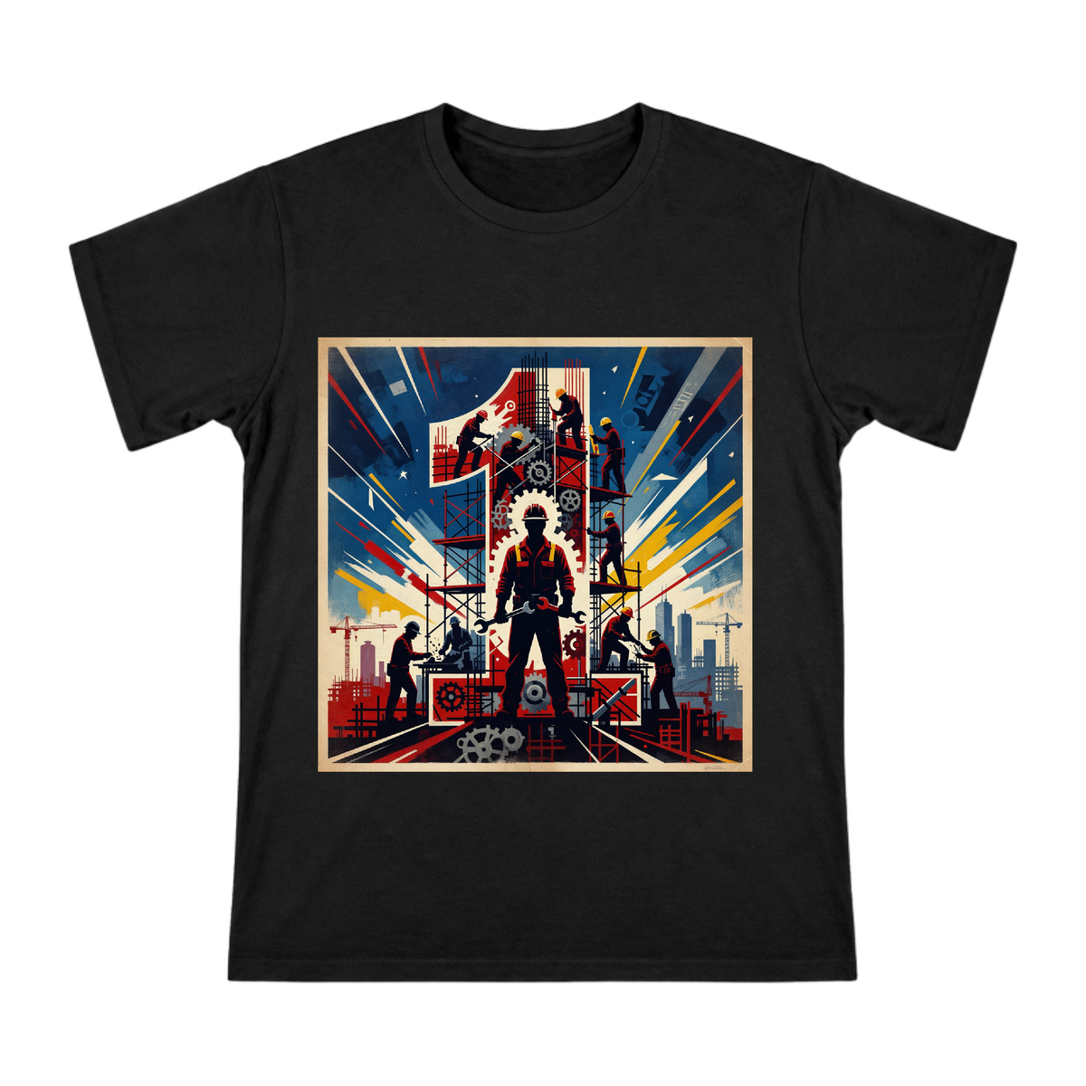 Industrial Gear and Builder Silhouette Vintage Poster Men's Short Sleeve T-Shirt front [ai-pod:c066616ca801914c343a41d56f4a24fb]