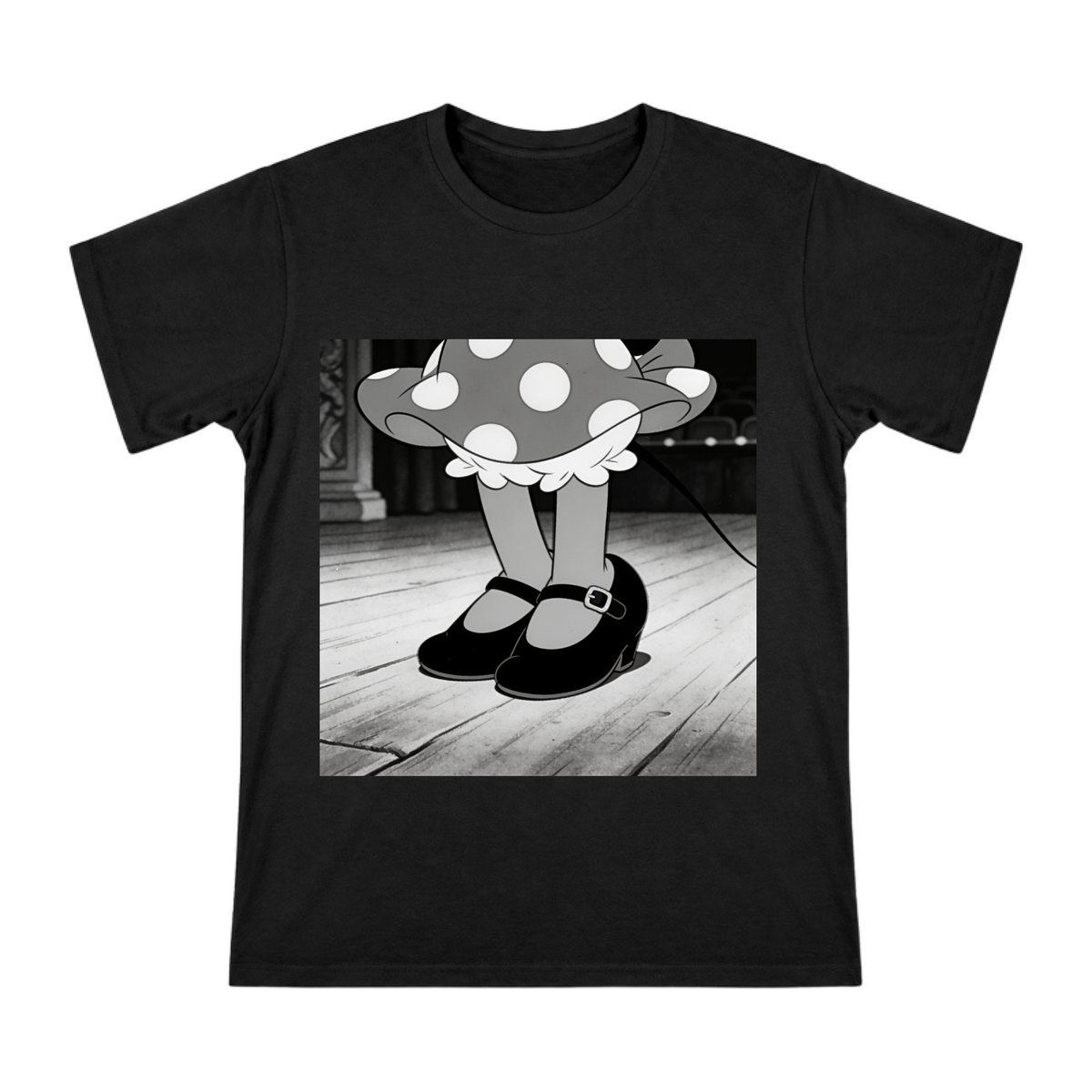 Vintage Minnie Mouse Mary Jane Shoes Art on Men's Premium Cotton T-Shirt front [ai-pod:8783f08a6acfcb56f34aa3ac71bdd19d]