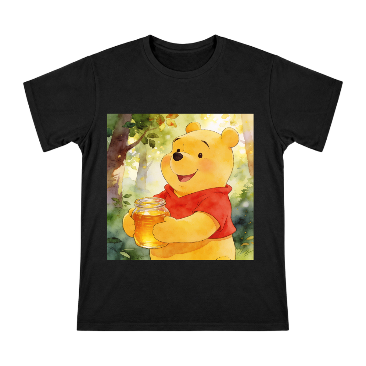 Winnie the Pooh Watercolor Illustration Men's Cotton T-Shirt front [ai-pod:4dc8ce2f529021b57481729e3f63ad9e]