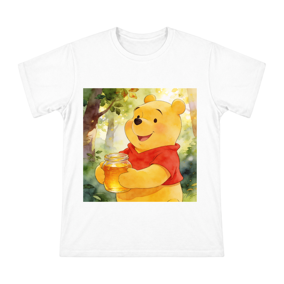Winnie the Pooh Watercolor Illustration Men's Cotton T-Shirt front [ai-pod:4fa045827bd82a8a6c99db1fcfefa2c9]