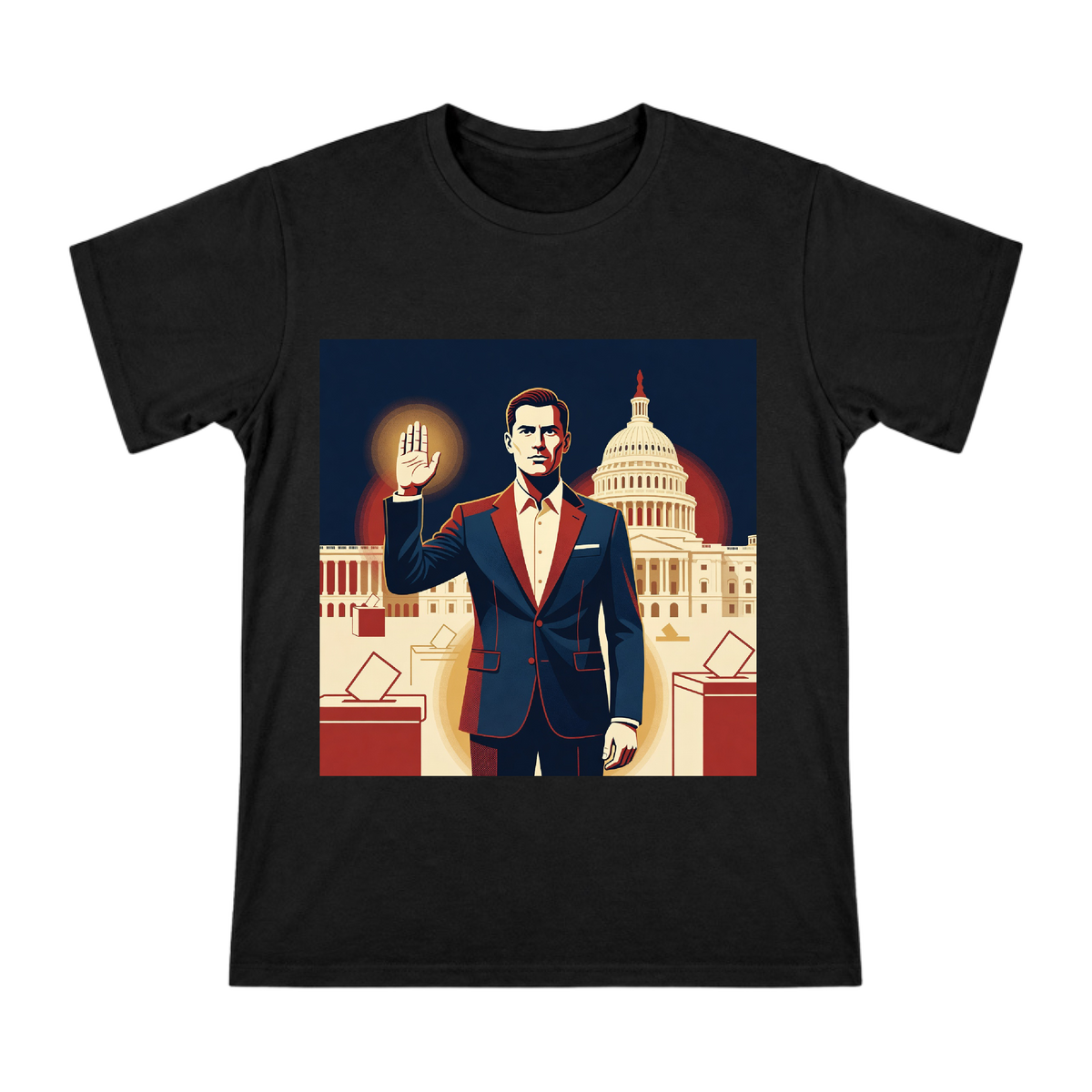 Solemn Voter Oath Retro Pop Art Men's Custom T-Shirt front [ai-pod:eb48dce9410734393d146af566c973be]
