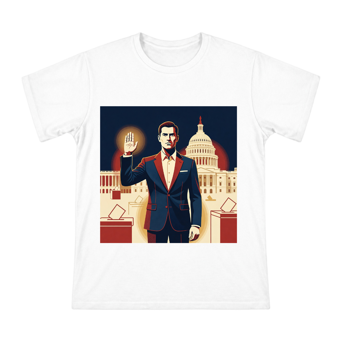 Solemn Voter Oath Retro Pop Art Men's Custom T-Shirt front [ai-pod:f7ea9cb3348f71d8a122ac168e51be9e]