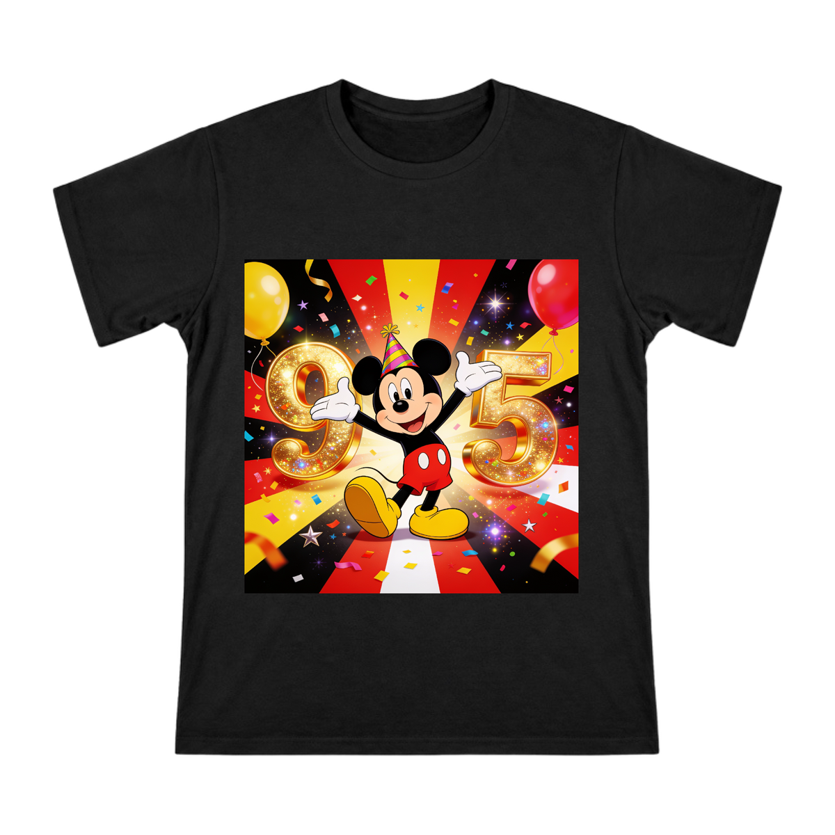Mickey Mouse 95th Anniversary Gold Sparkle Men's Custom T-Shirt front [ai-pod:7728a0756119c3f16e1fb8775bc63ff7]