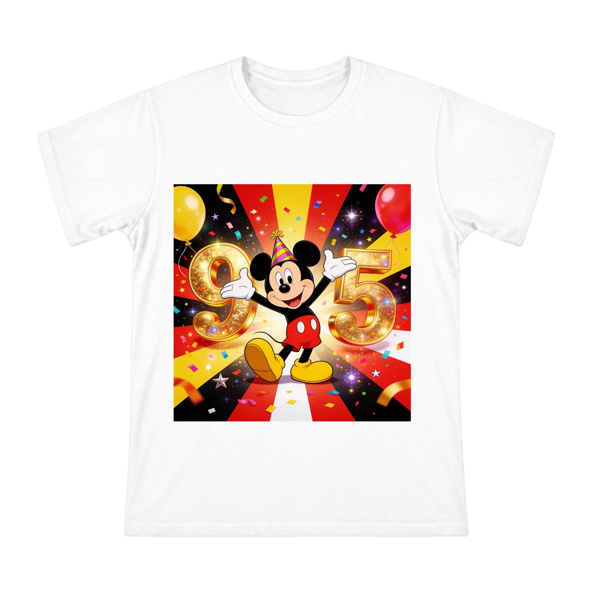 Mickey Mouse 95th Anniversary Gold Sparkle Men's Custom T-Shirt front [ai-pod:9a412035c49abf9752d618c26295e11c]