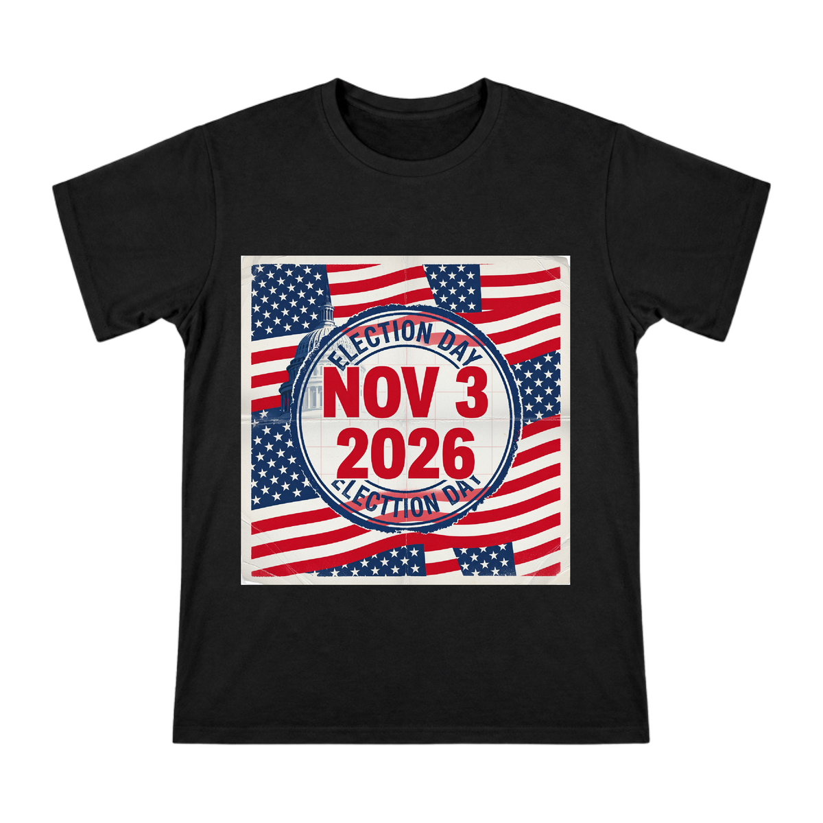 2026 US Election Day Retro Seal Men's Cotton T-Shirt front [ai-pod:7f7377af4247c9b1a3653a9eca8710c1]