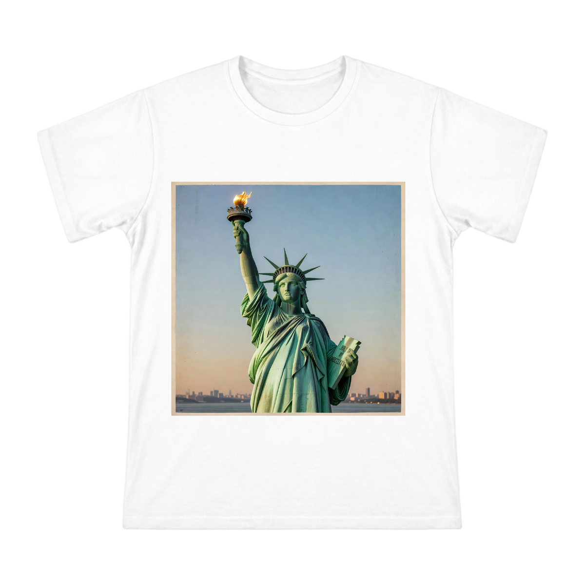Statue of Liberty Torch Portrait Men's Cotton T-Shirt front [ai-pod:8c84b45ec23296d8096adc99f6523107]