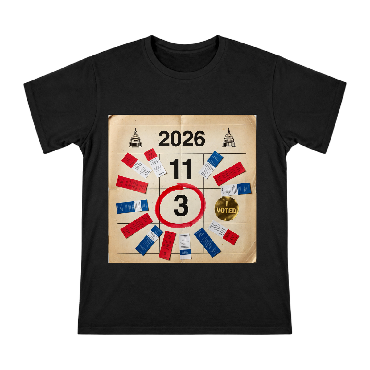 2026 Midterm Election Day Vintage Calendar Retro T-Shirt front [ai-pod:ec4b03fa2d784a8f6efaa3ac7c38ae78]
