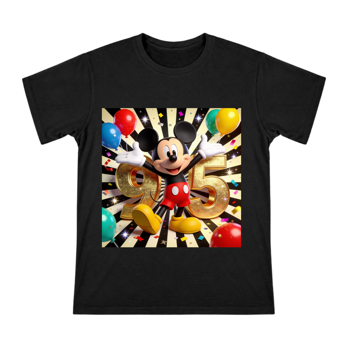 Mickey Mouse 95th Anniversary Gold 3D Print Men's Cotton T-Shirt front [ai-pod:d9041402bffc1d59e58cf639a7c6af38]