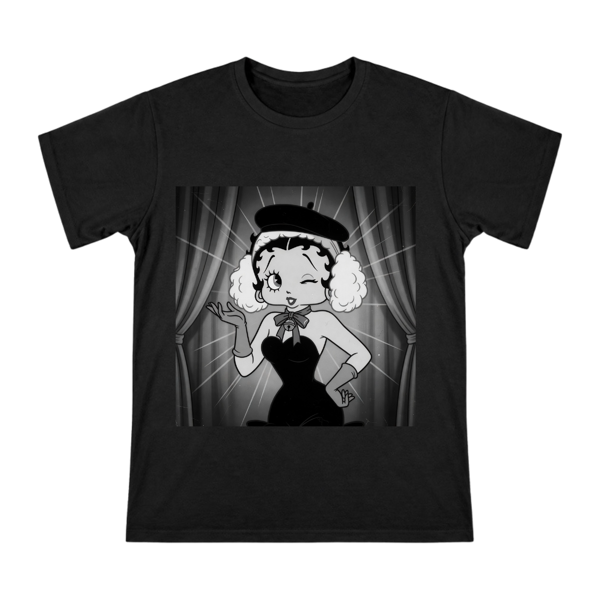 Vintage Betty Boop Poodle Tribute Men's Custom Print Cotton T-Shirt front [ai-pod:b412469050293987adf41f7b89520388]