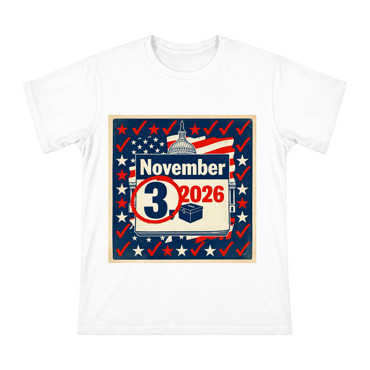 2026 Election Day Vintage Calendar Poster T-Shirt front [ai-pod:d191438f99eeebf9d10f06593635aaf2]