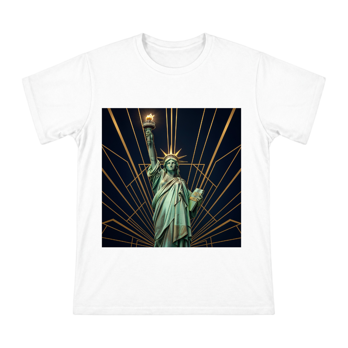 Statue of Liberty Torch Art Men's Heavyweight Cotton T-Shirt front [ai-pod:3afd53a1a6c75e083287bd971588b8ef]