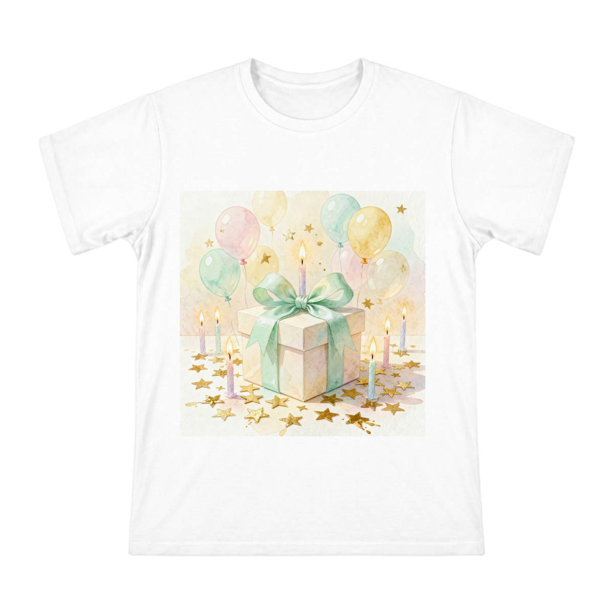 Mint Green Ribbon Birthday Gift Box Watercolor Illustration Men's Custom Short Sleeve T-Shirt front [ai-pod:1d310cc2b4a08d0c3e7906bc049d6d43]