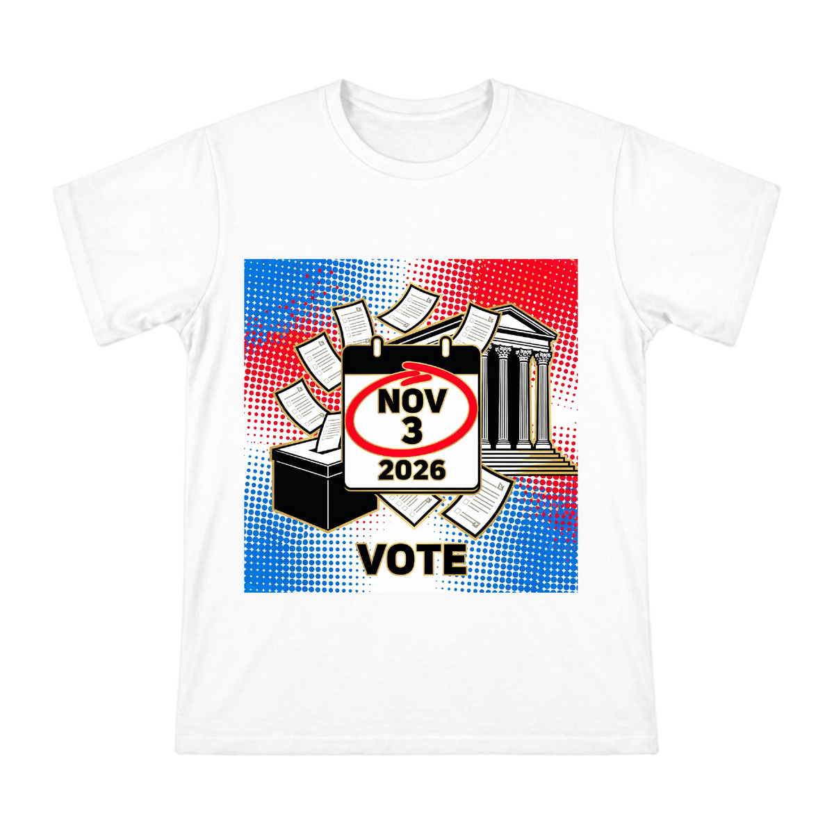 2026 Election Day Retro Pop Art Vote T-Shirt front [ai-pod:2ee8f2b79732c8e85aa6b17515566922]