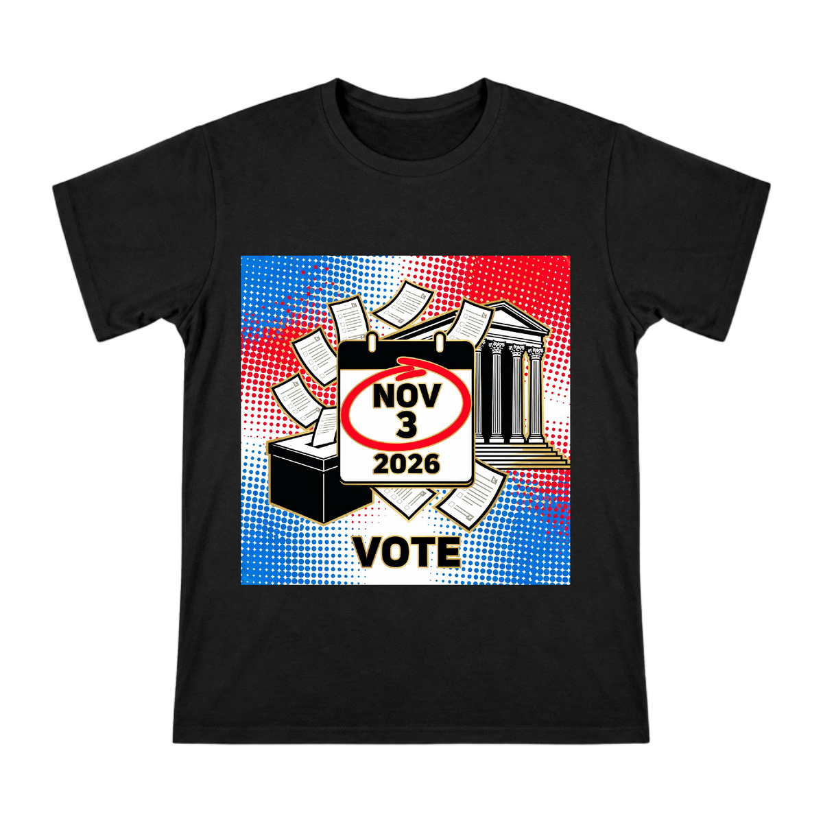 2026 Election Day Retro Pop Art Vote T-Shirt front [ai-pod:ccacaae1fba9a14b7813b24bd27b8bd1]