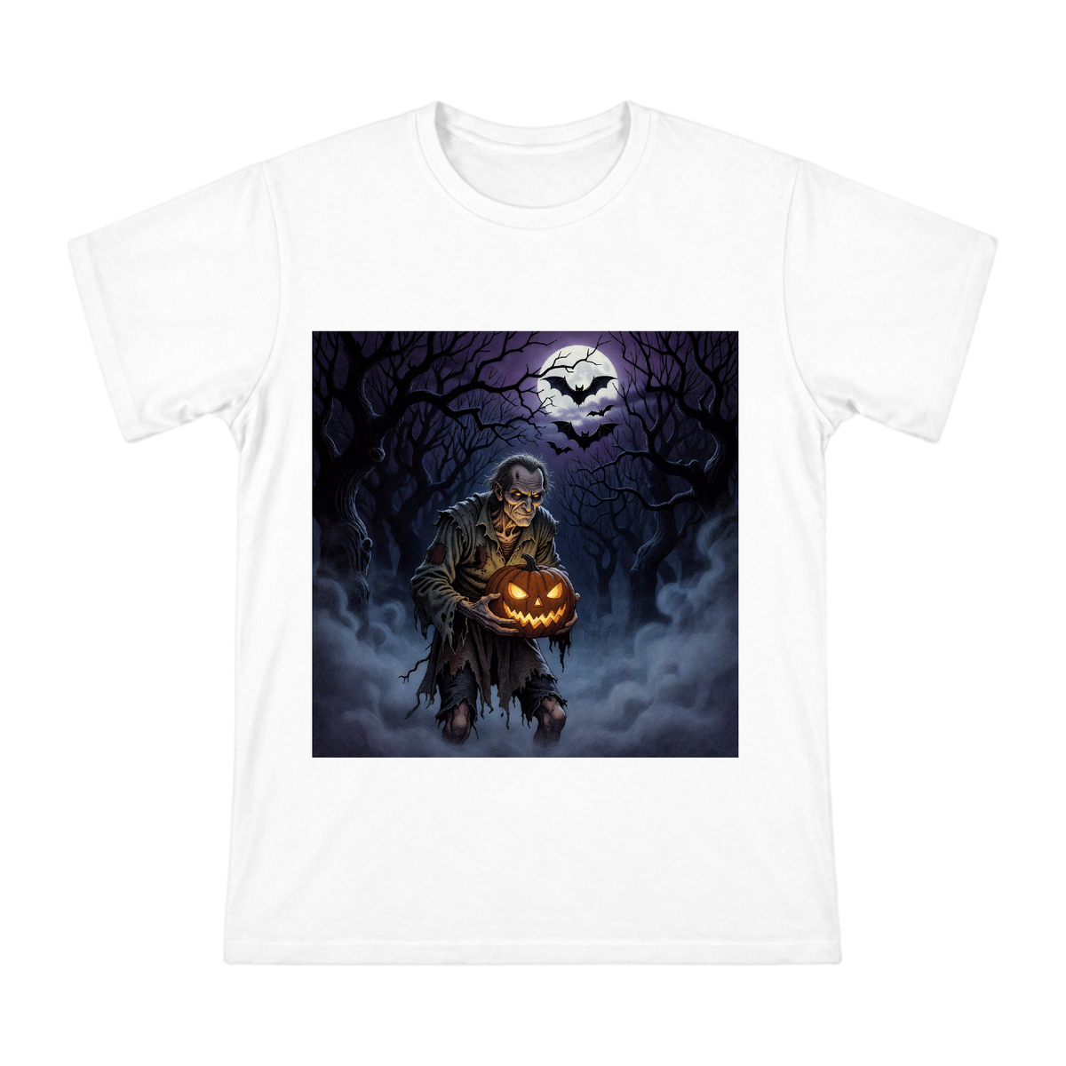 Stingy Jack and Glowing Pumpkin Lantern Halloween Illustration Men's Short Sleeve T-Shirt front [ai-pod:ac0863cb185a995bf3cc7432c65f2856]