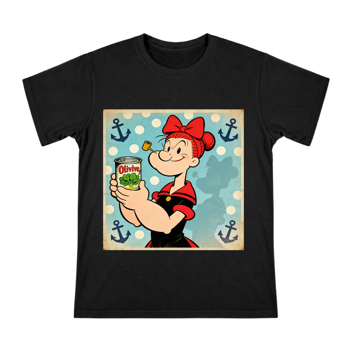 Vintage American Comic Olive Oyl Spinach Can Men's Custom T-Shirt front [ai-pod:2a634453b549efd756390b126f3188eb]