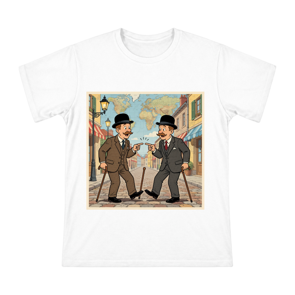 Retro Detective Duo Illustration Men's Short Sleeve T-Shirt front [ai-pod:83cdb0e799bc9644aea32454d74d44f8]