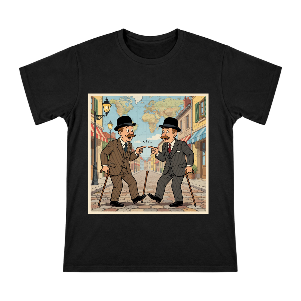 Retro Detective Duo Illustration Men's Short Sleeve T-Shirt front [ai-pod:ffc9e79f4892851b49bb42d45c4f7c87]