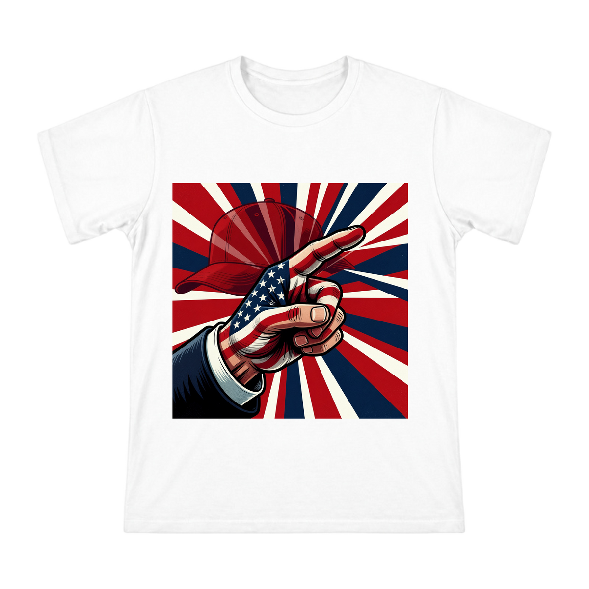 American Flag Hand Pointing Retro Pop Art Men's Short Sleeve T-Shirt front [ai-pod:67657ea5ba22dda487135bcca7d25452]