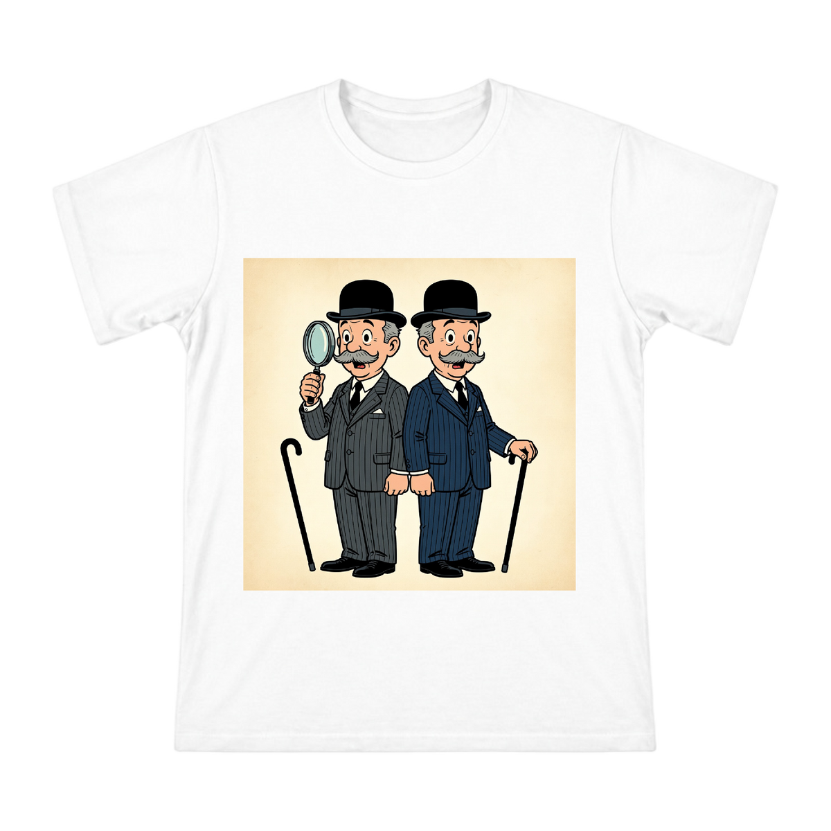 Vintage Detective Duo Comic Illustration Men's Short Sleeve T-Shirt front [ai-pod:240ef9cea069e8749ca706e64c8fd923]