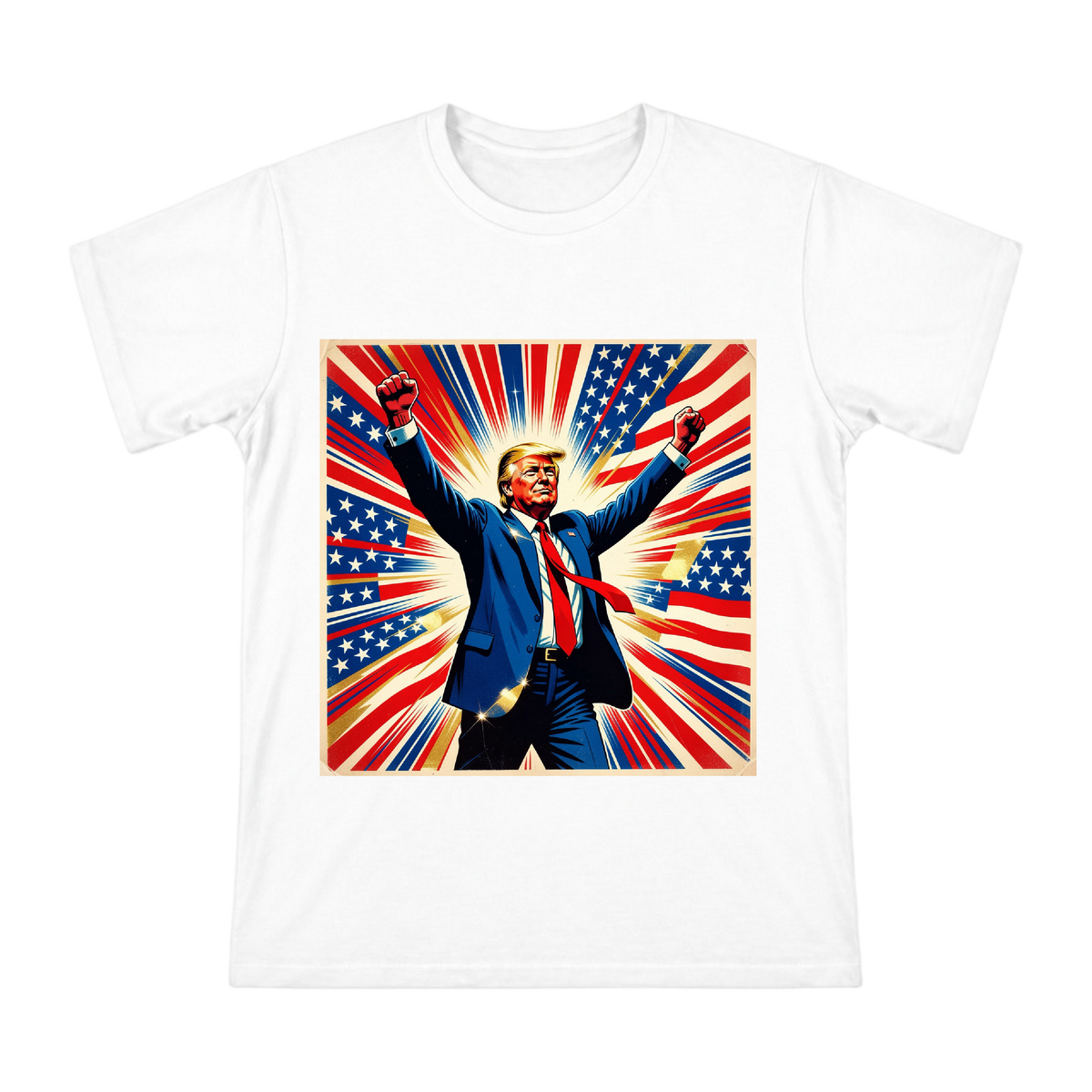 American Retro Pop Victory Pose Illustration Men's Heavyweight Cotton T-Shirt front [ai-pod:e0604d7cbd99a89a1204b395d8cd151f]